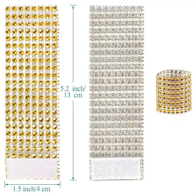 Shiny Gold Rhinestone Napkin Rings - 100 PCS - MyEventProducts.com