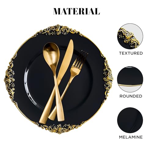 24 Pack | Black Antique Plastic Charger Plate - MyEventProducts.com