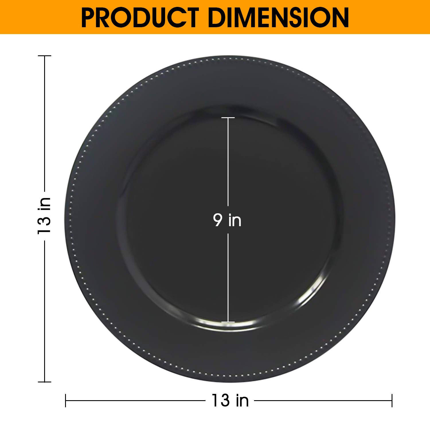 24 Pack | Black Beaded Plastic Charger Plates - MyEventProducts.com