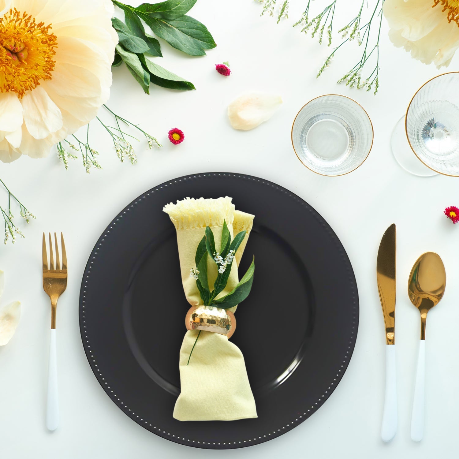 24 Pack | Black Beaded Plastic Charger Plates - Mark5Products