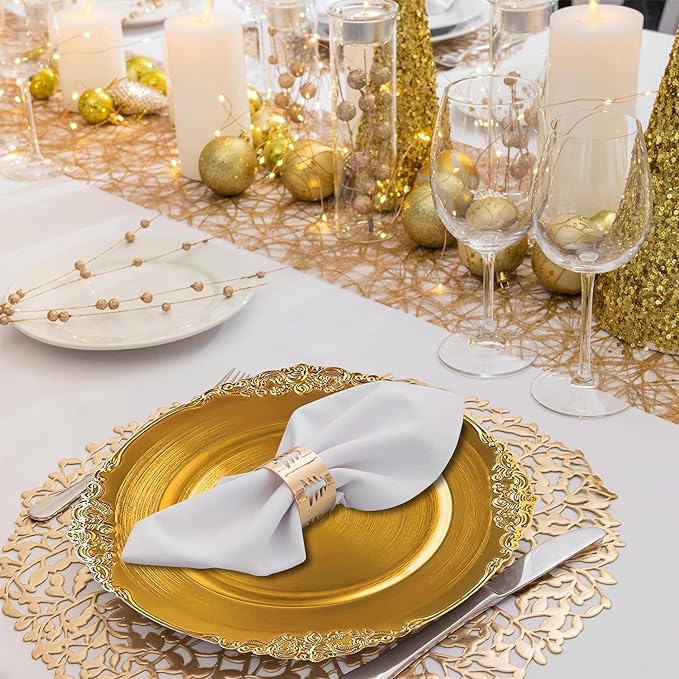 24 Pack | Gold Antique Plastic Charger Plate - MyEventProducts.com