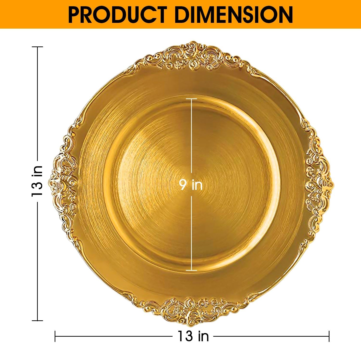24 Pack | Gold Antique Plastic Charger Plate - MyEventProducts.com