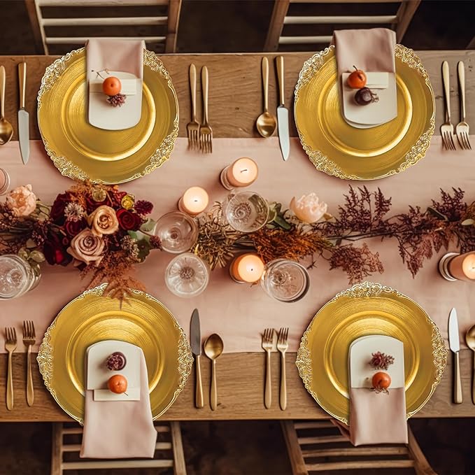 24 Pack | Gold Antique Plastic Charger Plate - MyEventProducts.com