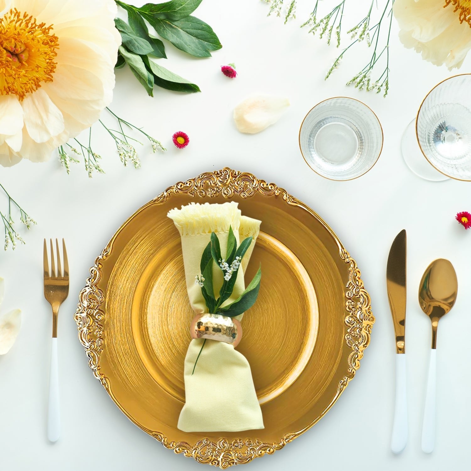 24 Pack | Gold Antique Plastic Charger Plate - Mark5Products