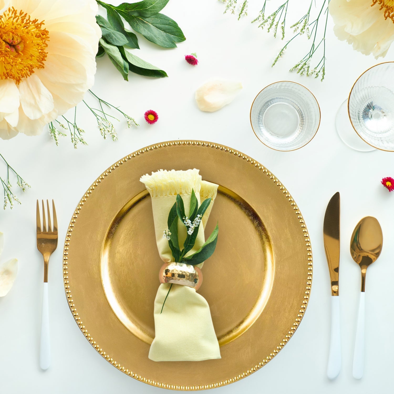 24 Pack | Gold Beaded Plastic Charger Plates - Mark5Products