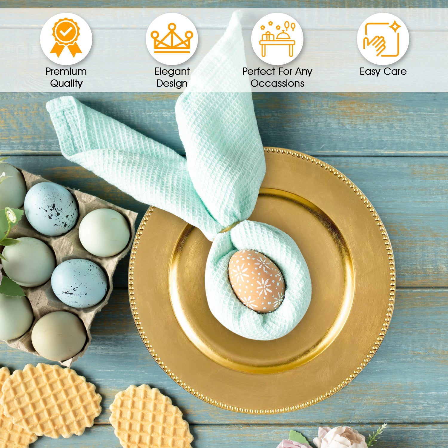 24 Pack | Gold Beaded Plastic Charger Plates - Mark5Products