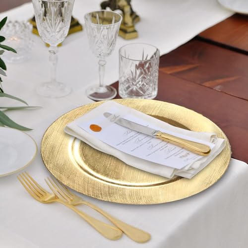 24 Pack | Gold Plastic Charger Plates - MyEventProducts.com