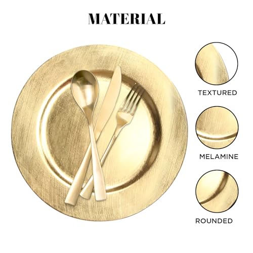 24 Pack | Gold Plastic Charger Plates - MyEventProducts.com