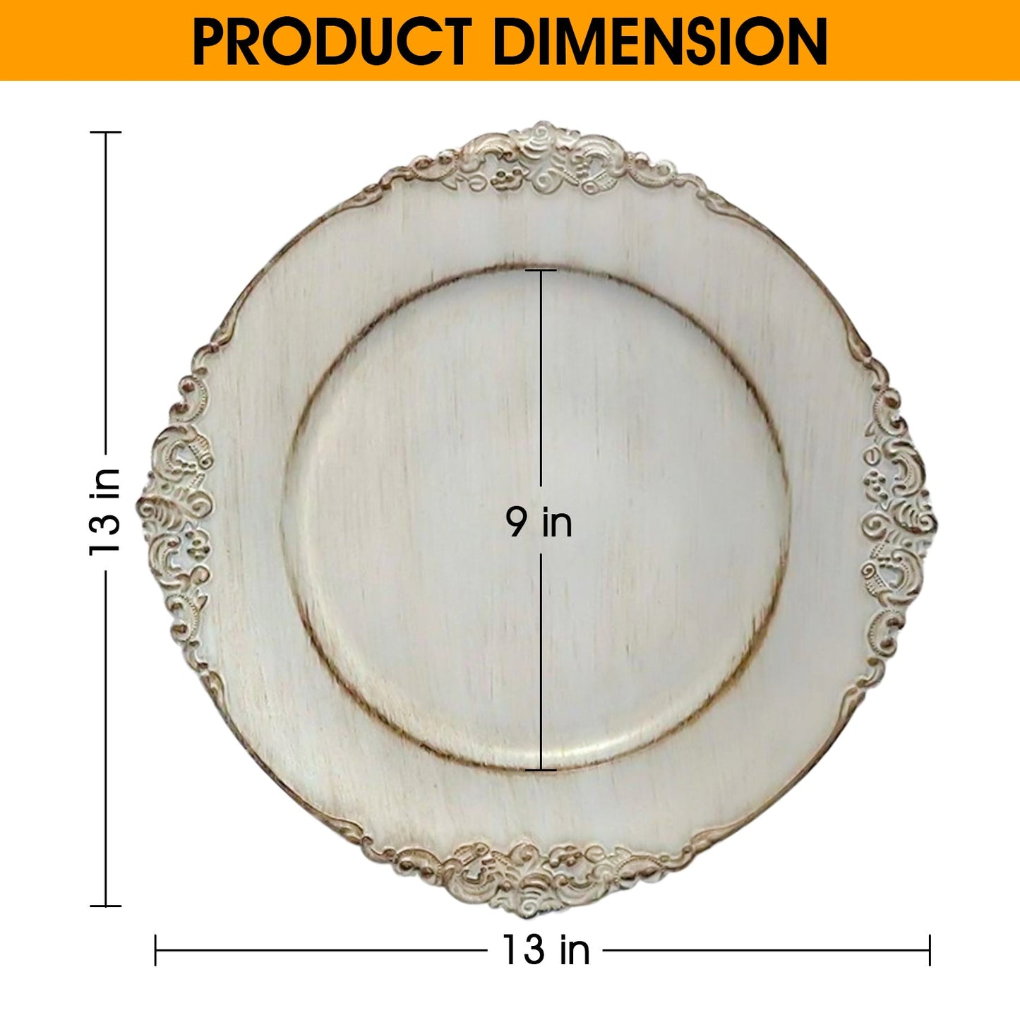 24 Pack | Grey Antique Plastic Charger Plate - Mark5Products