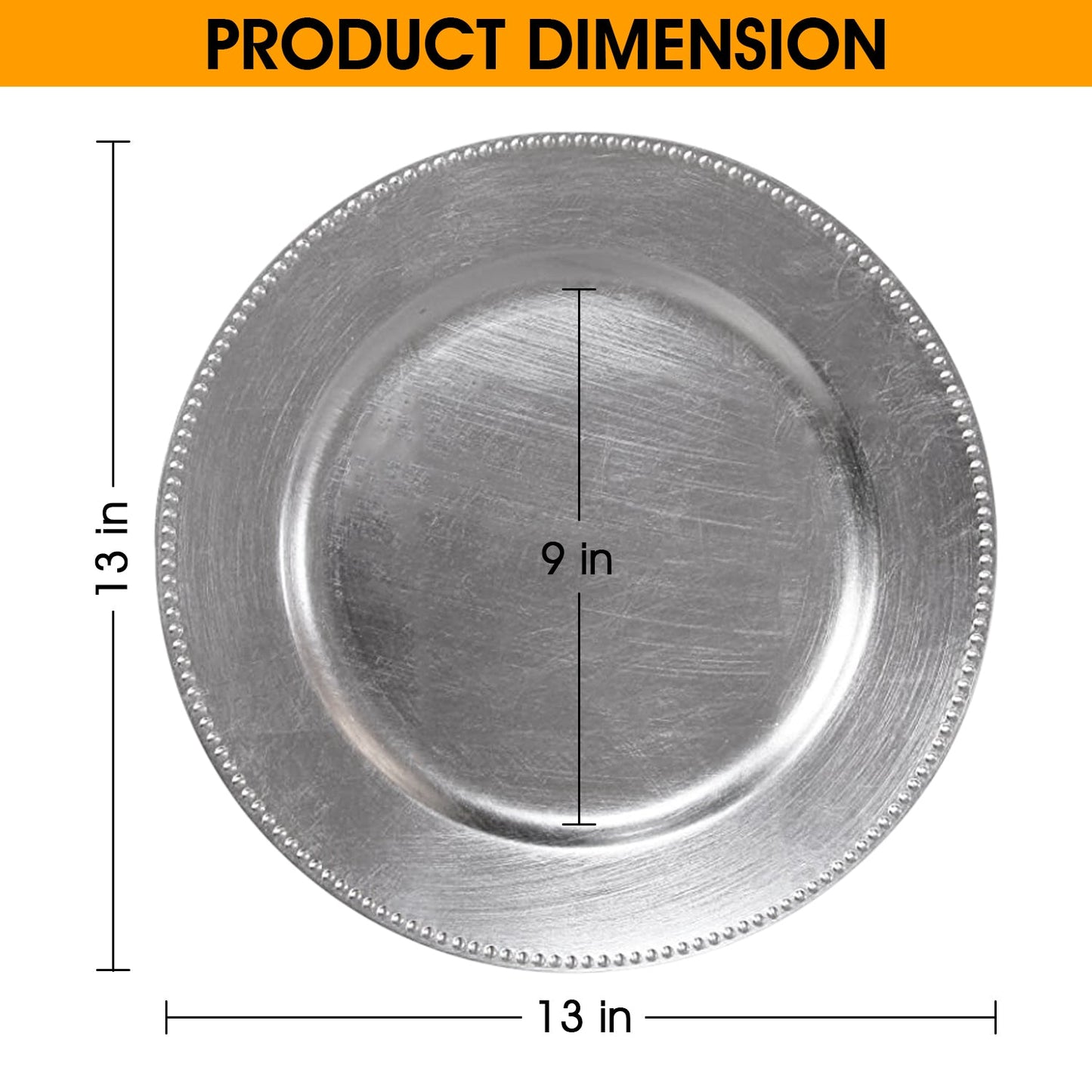 24 Pack | Silver Beaded Plastic Charger Plates - Mark5Products