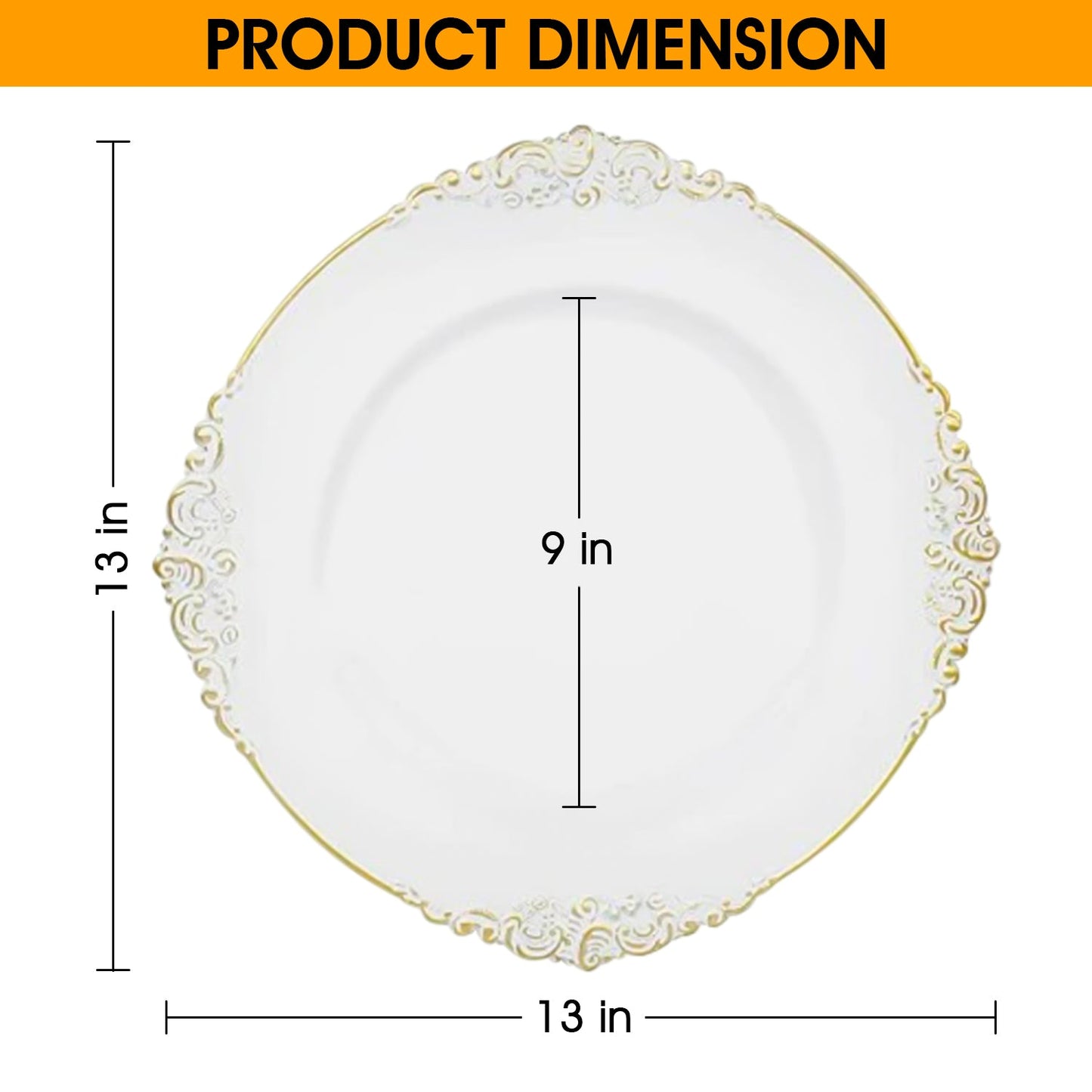 24 Pack | White Antique Plastic Charger Plate - Mark5Products