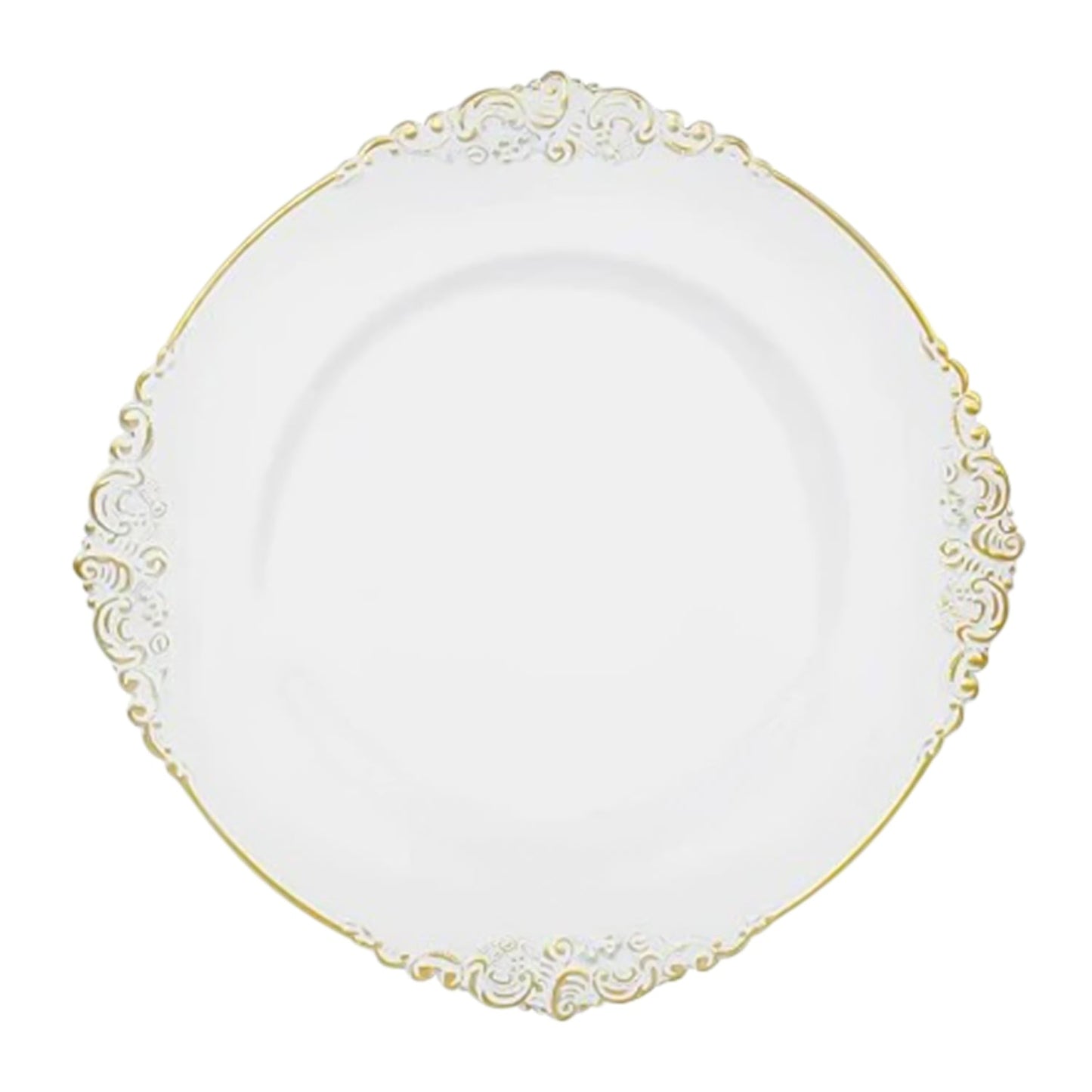 24 Pack | White Antique Plastic Charger Plate - Mark5Products