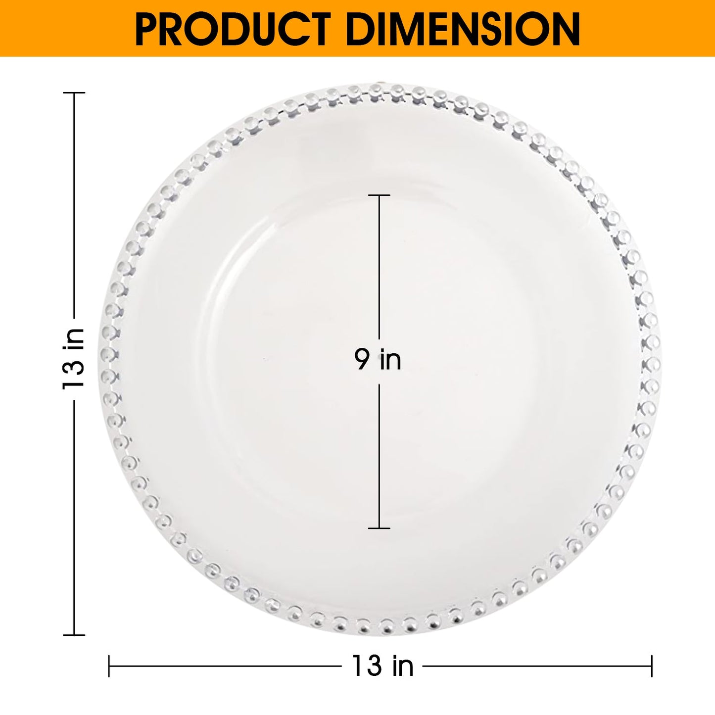 6 Pack | Clear Beaded Plastic Charger Plates - Mark5Products