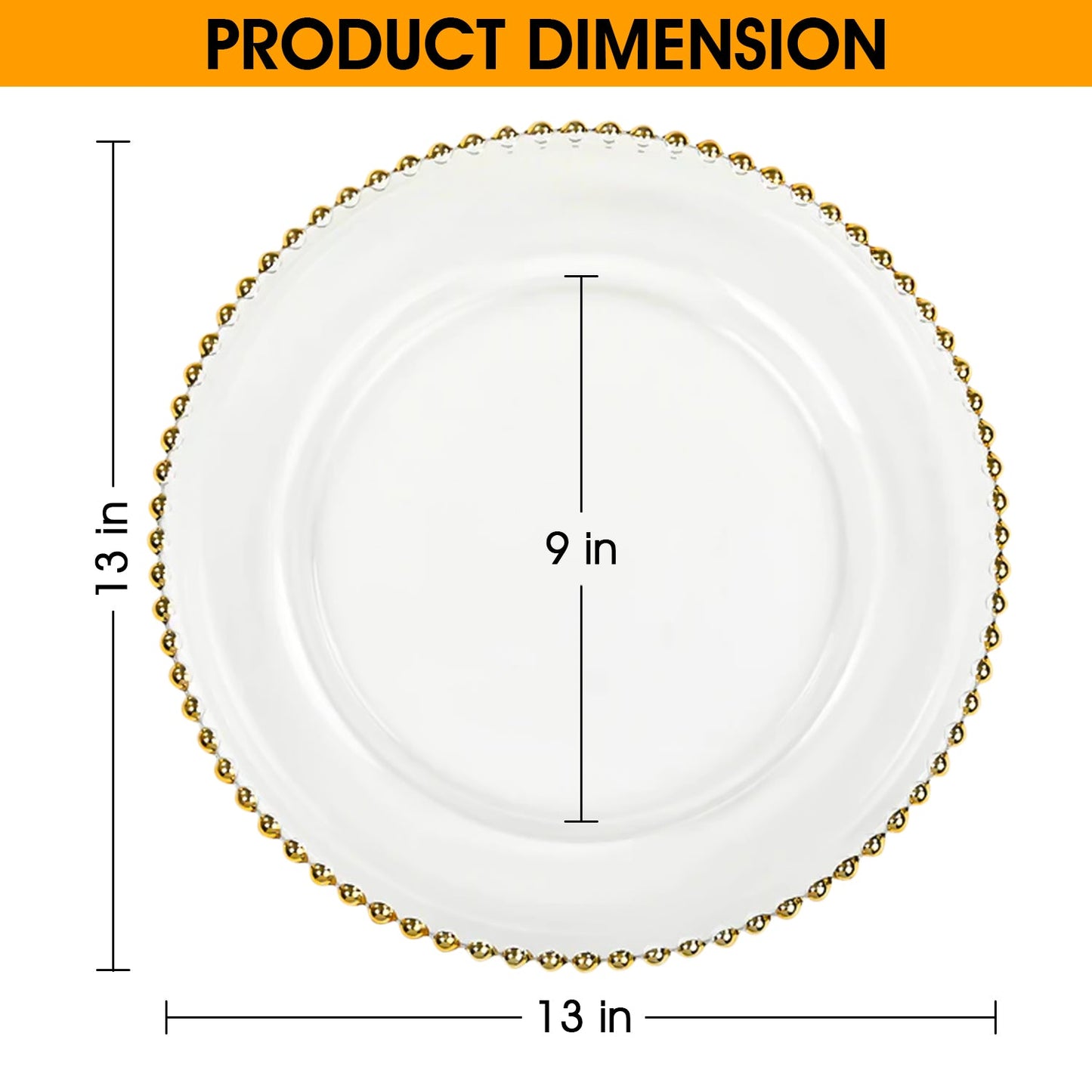 6 Pack | Gold Beaded Plastic Charger Plates - Mark5Products