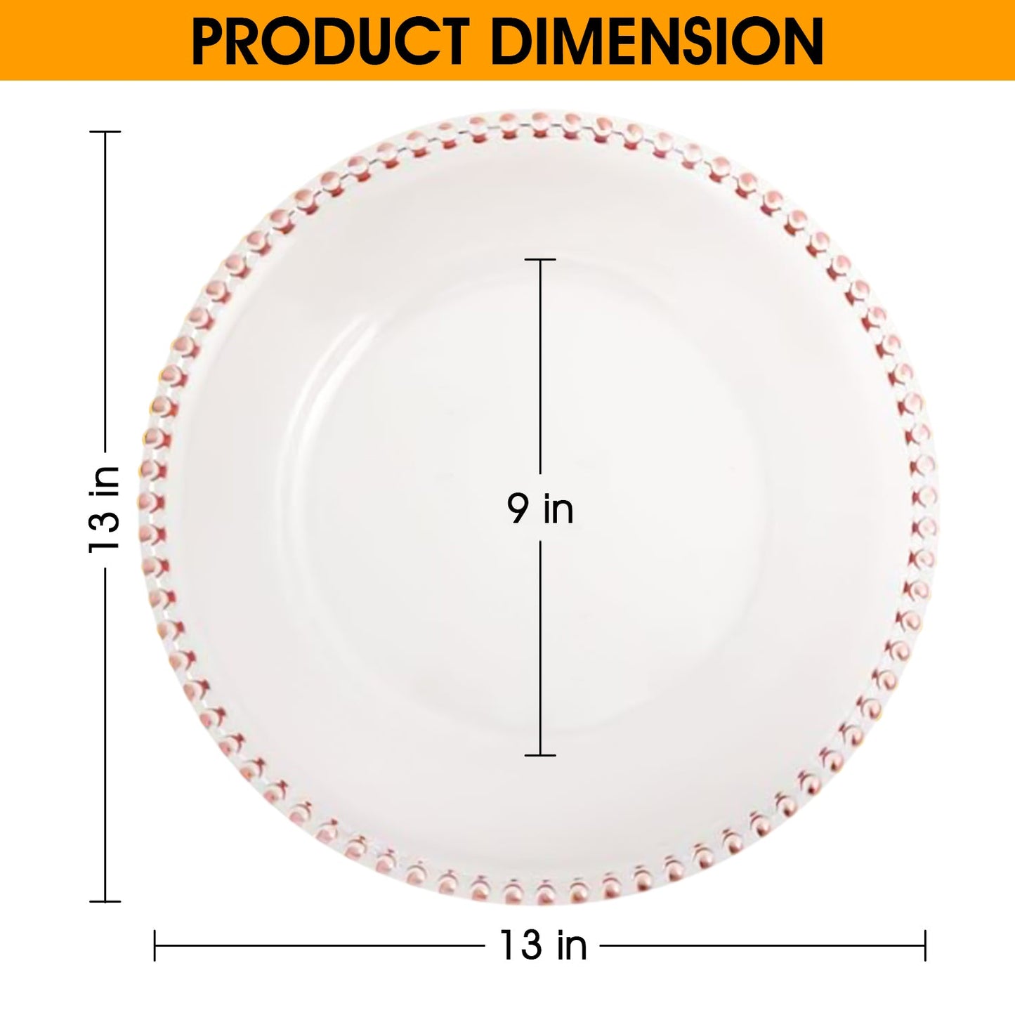 6 Pack | Rose Gold Beaded Plastic Charger Plates - Mark5Products