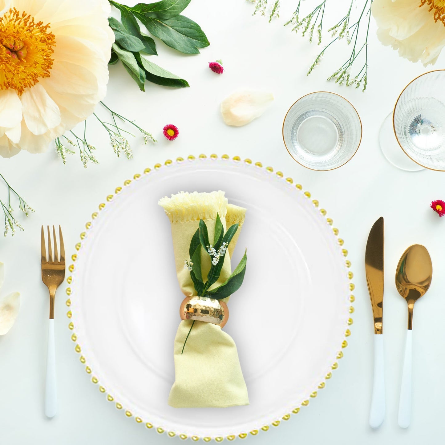 8 Pack | Gold Beaded Glass Charger Plates - Mark5Products