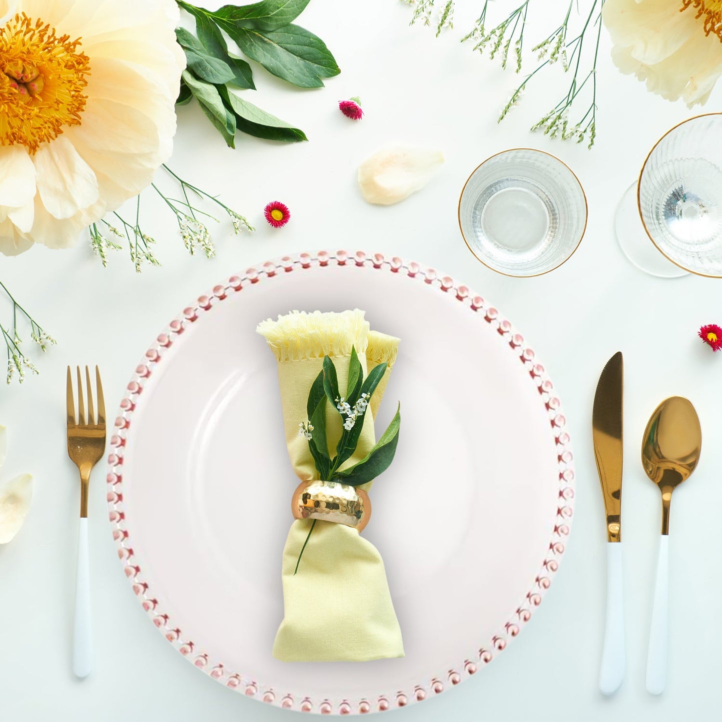 8 Pack | Rose Gold Beaded Glass Charger Plates - Mark5Products