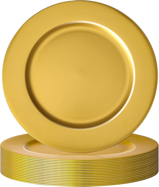 24 Pack | Gold Charger Plate W/ Smooth Finish - MyEventProducts.com