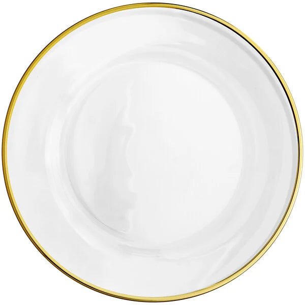 8 Pack | Gold Clear Glass Charger Plates 13" - MyEventProducts.com