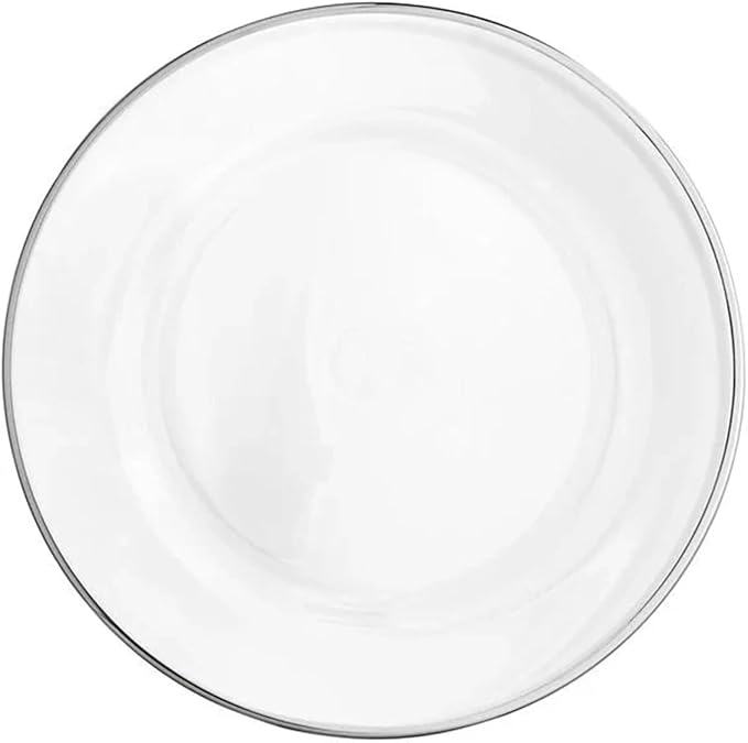 8 Pack | Silver Rimmed Clear Glass Charger Plate 13" - MyEventProducts.com