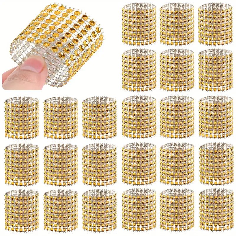 Shiny Gold Rhinestone Napkin Rings - 100 PCS - MyEventProducts.com