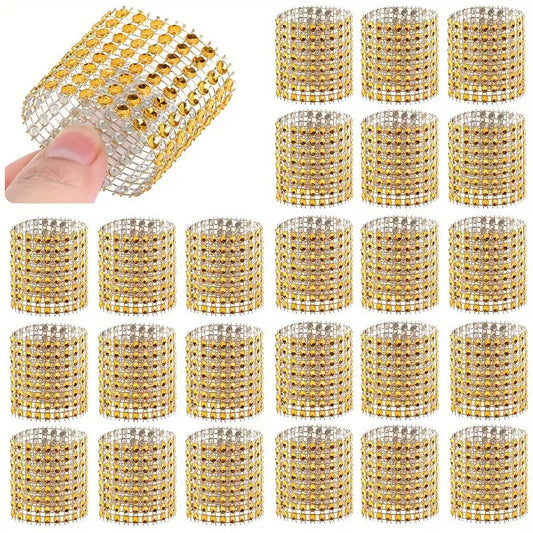 Shiny Gold Rhinestone Napkin Rings - 100 PCS - MyEventProducts.com