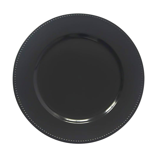 24 Pack | Black Beaded Plastic Charger Plates - Mark5Products