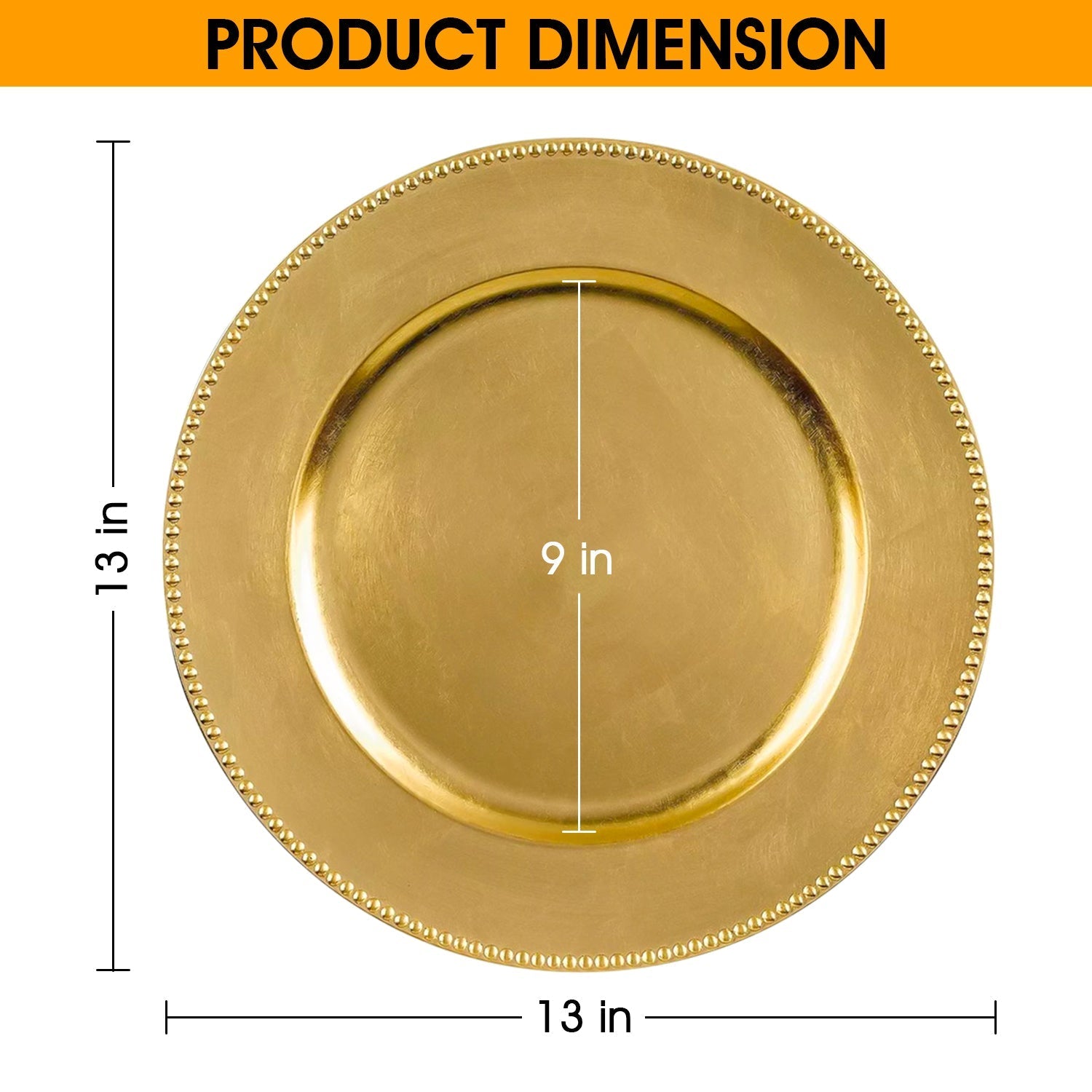 24 Pack | Gold Beaded Plastic Charger Plates - MyEventProducts.com