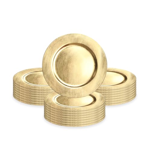 24 Pack | Gold Plastic Charger Plates - MyEventProducts.com