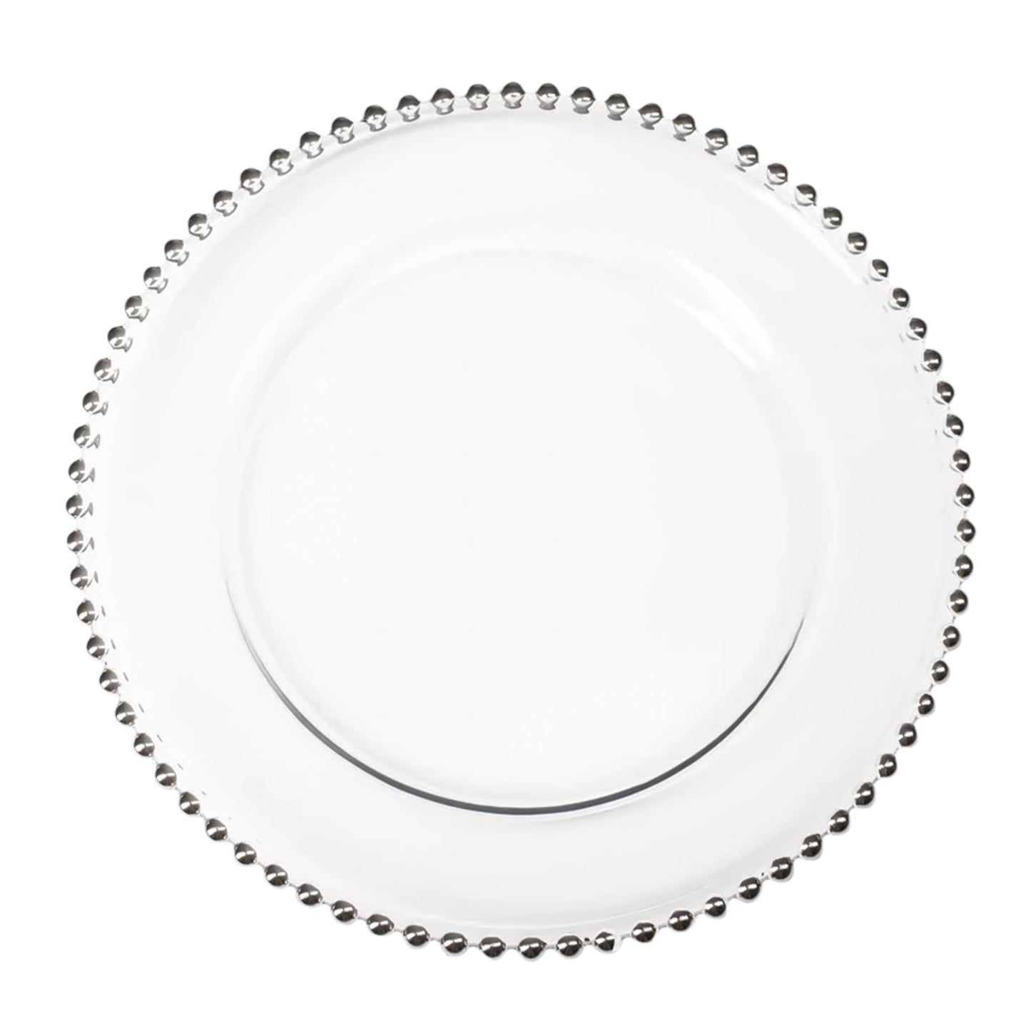 6 Pack | Silver Beaded Plastic Charger Plates - Mark5Products