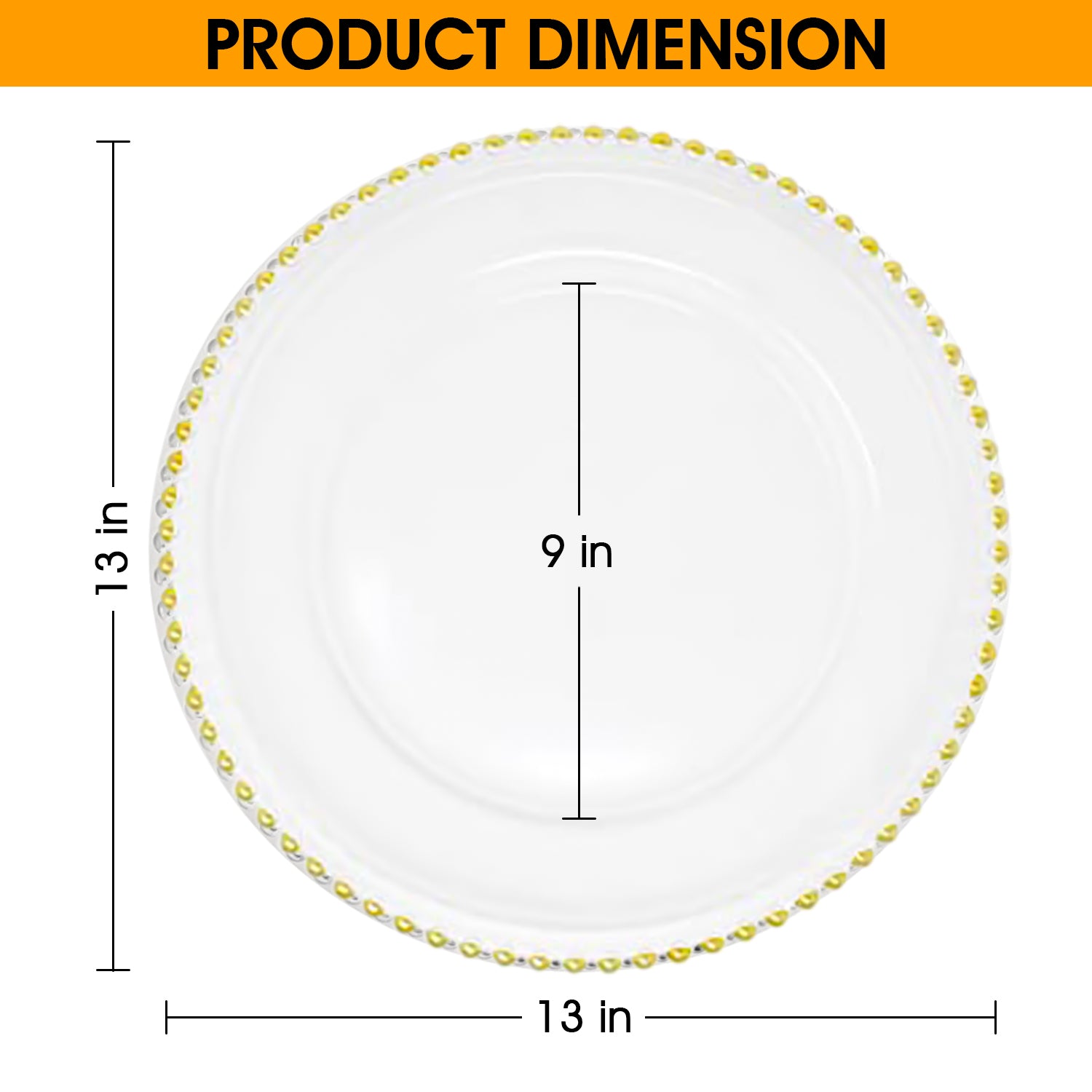 8 Pack | Gold Beaded Glass Charger Plates - Mark5Products
