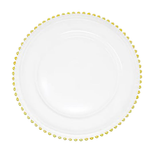 8 Pack | Gold Beaded Glass Charger Plates - Mark5Products