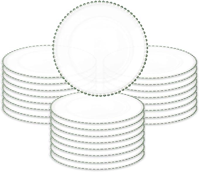8 Pack | Green Beaded Glass Charger Plates - MyEventProducts.com